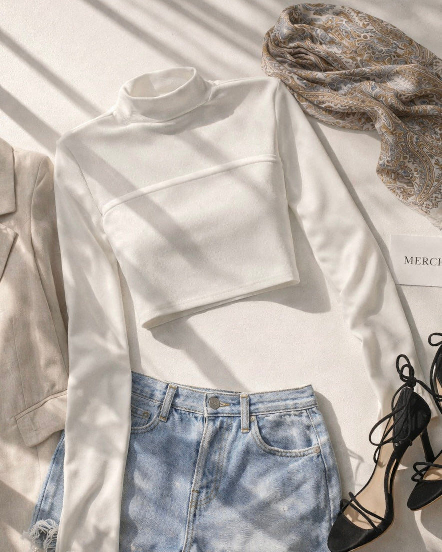 CHILL WITH ME TWO-PIECE WHITE CROP TOP