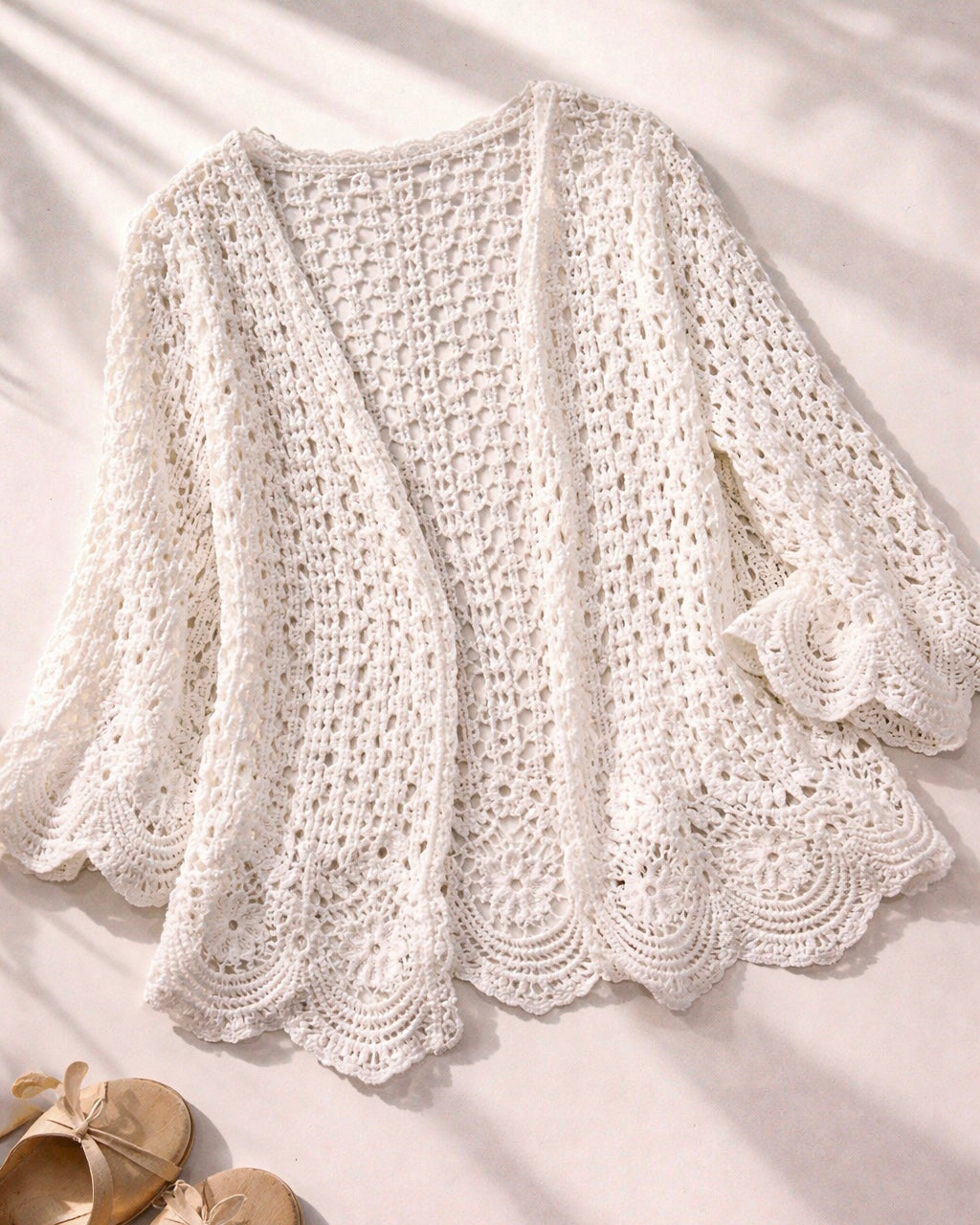 LEGACY GIRL LUXE KNITTED WHITE BOHO SHRUG