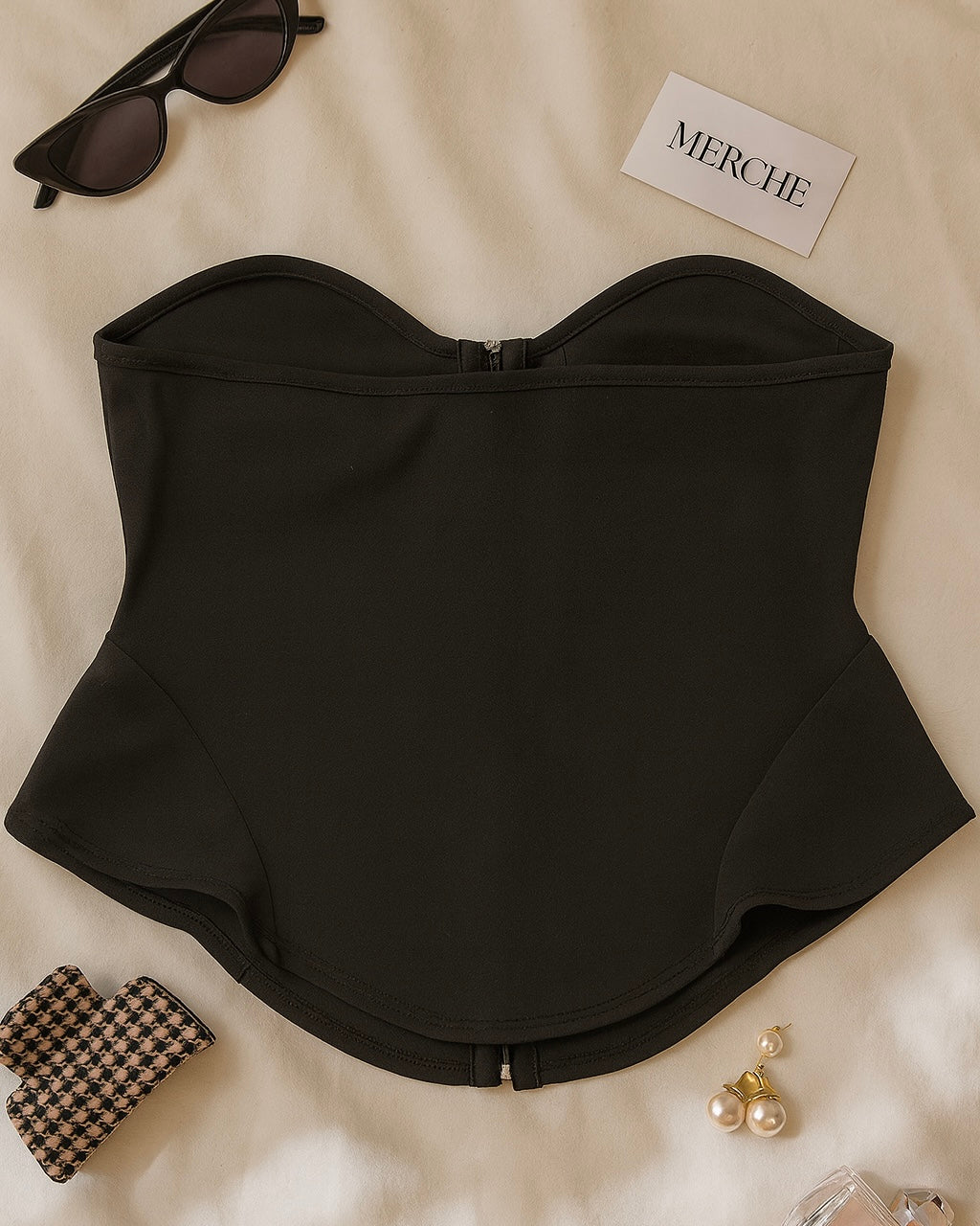LAST LAUGH METAL DETAIL LUXE BLACK CORSET