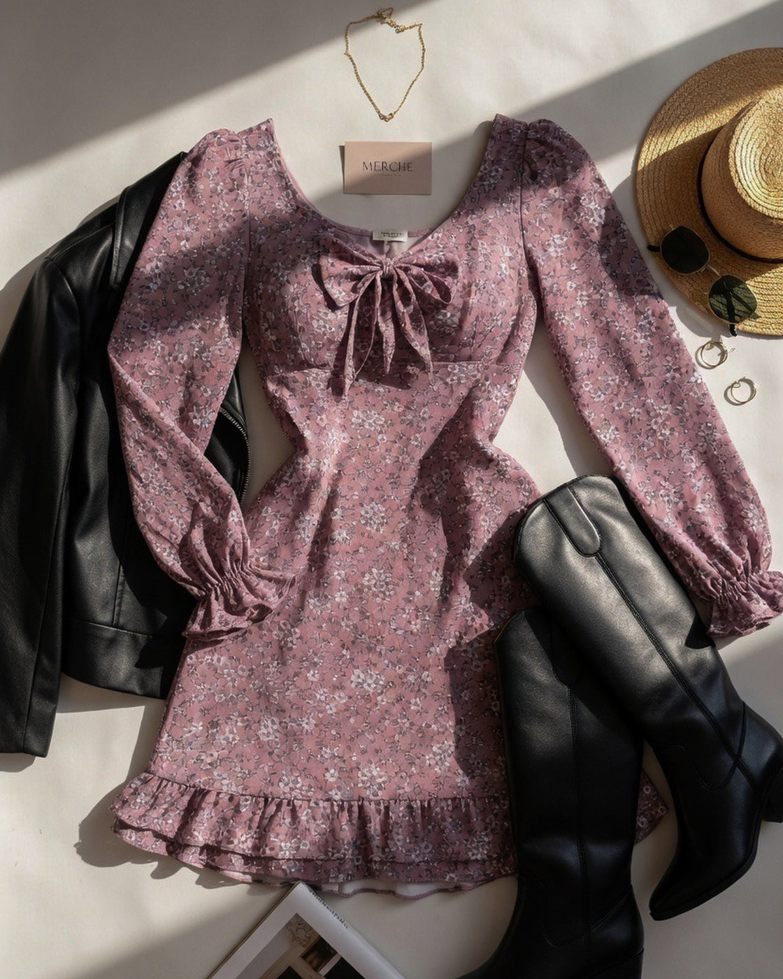 PRETTY BUT PLOTTING FLORAL MAUVE DRESS