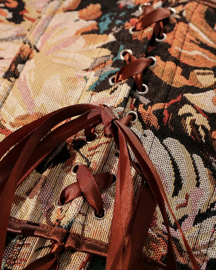 OWN ME BROWN JACQUARD CORSET
