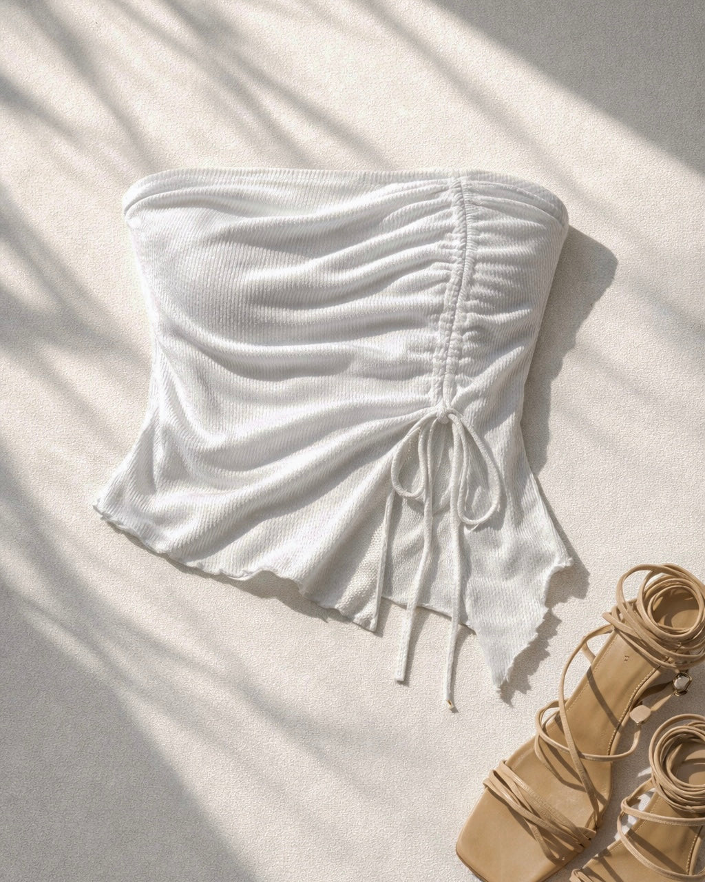 URBAN PRINCESS DRAWSTRING WHITE BANDEAU TOP