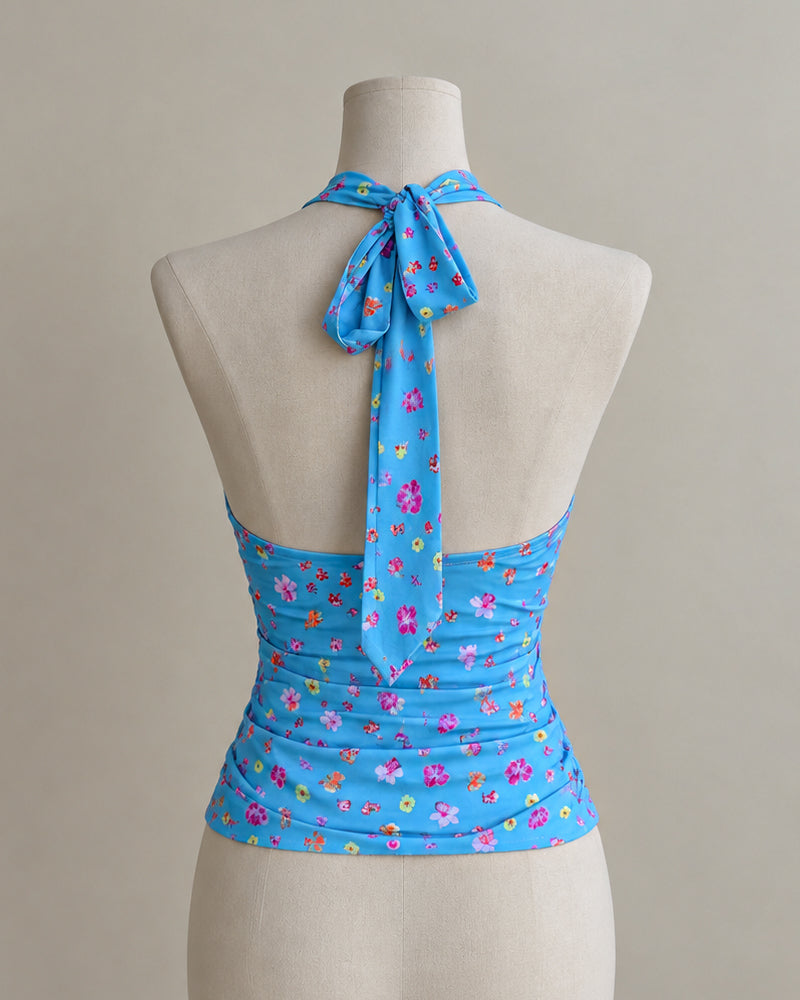 RODEO DAYS FLORAL HALTERNECK TOP