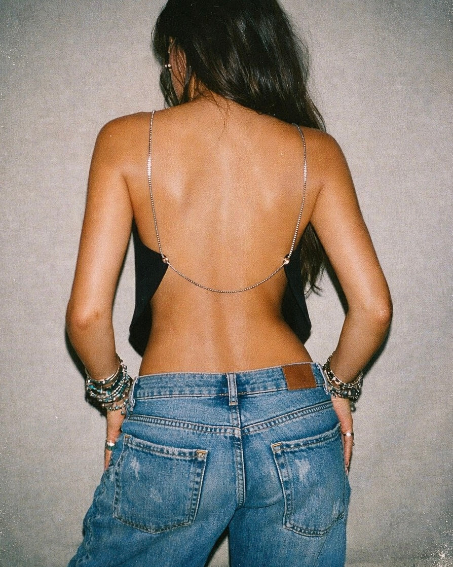 DANGEROUS TIMES CHAIN DETAIL LUXE BLACK TOP