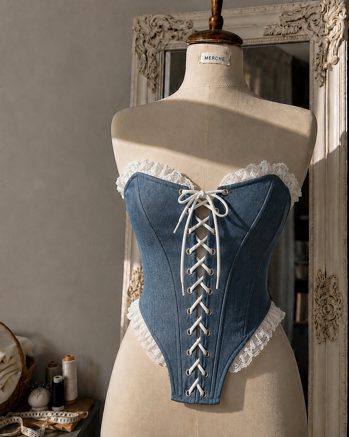 DENIM DONE RIGHT LACE-UP CORSET