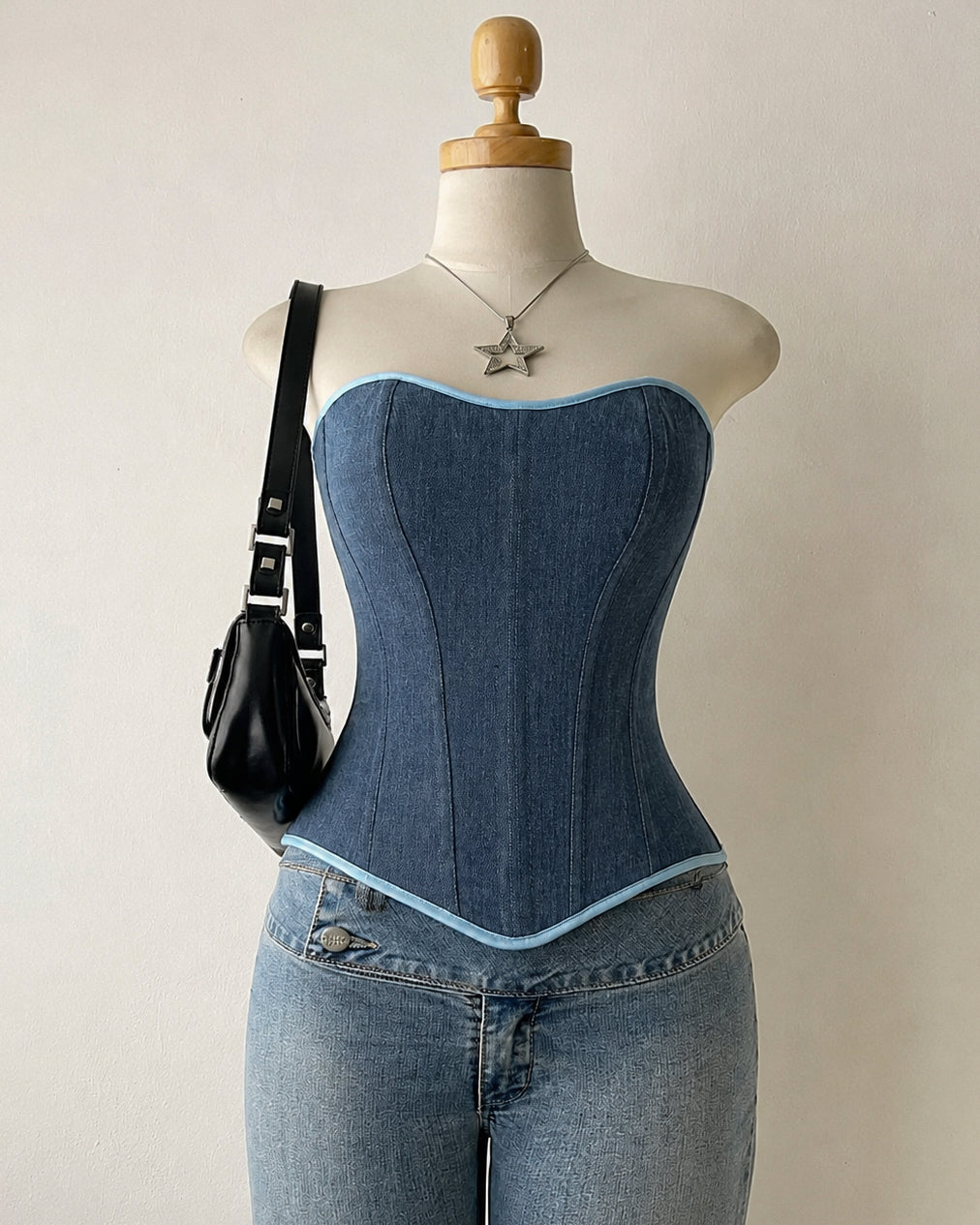 BLUE MOOD, WHO DENIM CORSET