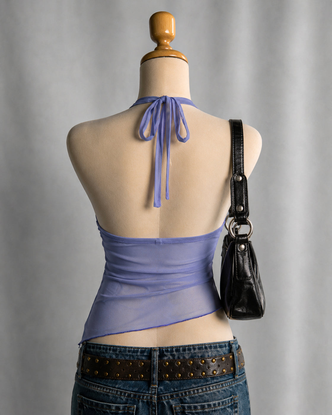 THEN I MET YOU MESH LILAC HALTERNECK TOP