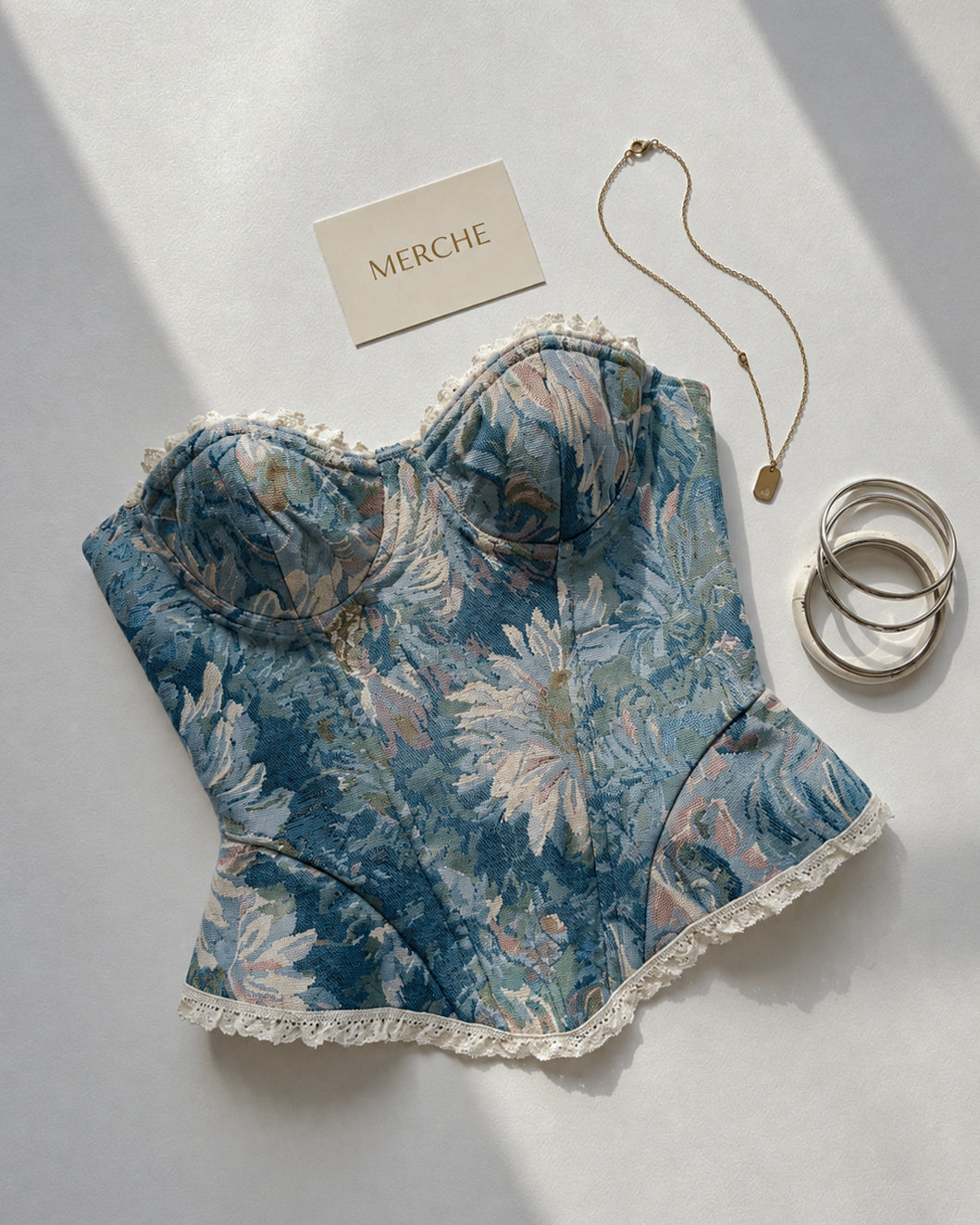PRACTICAL MAGIC PADDED FLORAL JACQUARD CORSET