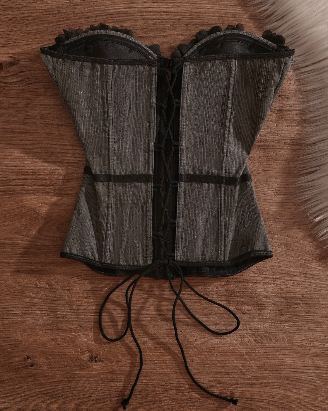 NASTY DAME APPLIQUE GREY CORSET