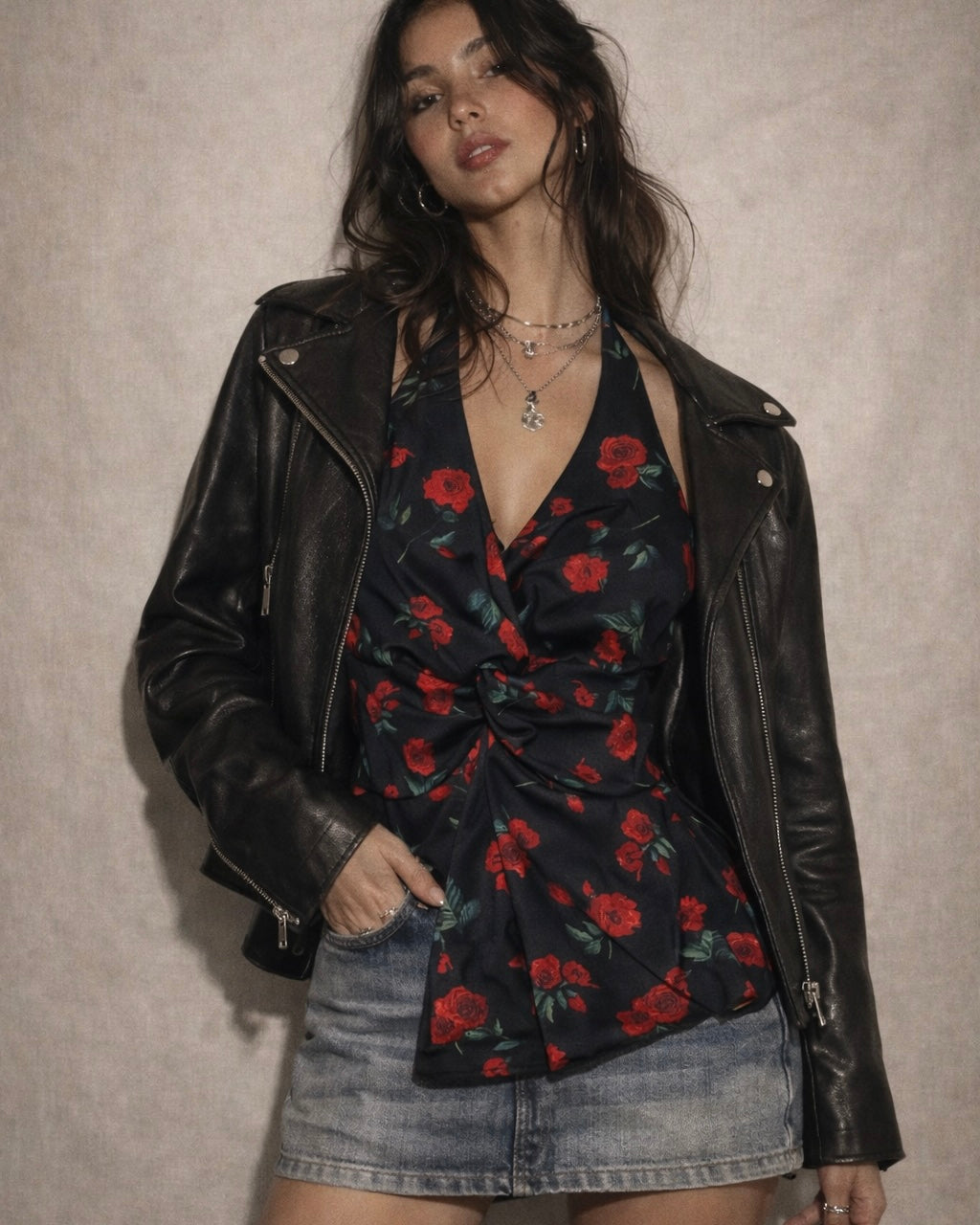 FIX MY HEART ROSES HALTERNECK TOP