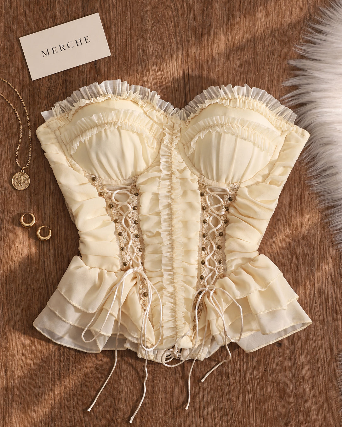 FROM A SITCOM RUFFLE AND LACE TRIM LUXE CORSET