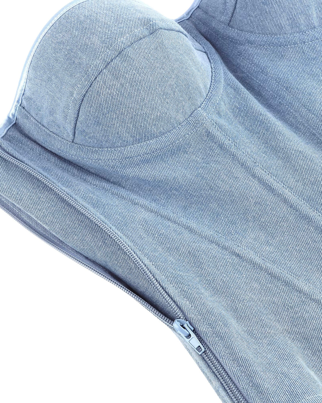 STRANGERS IN THE CITY DENIM PADDED CORSET