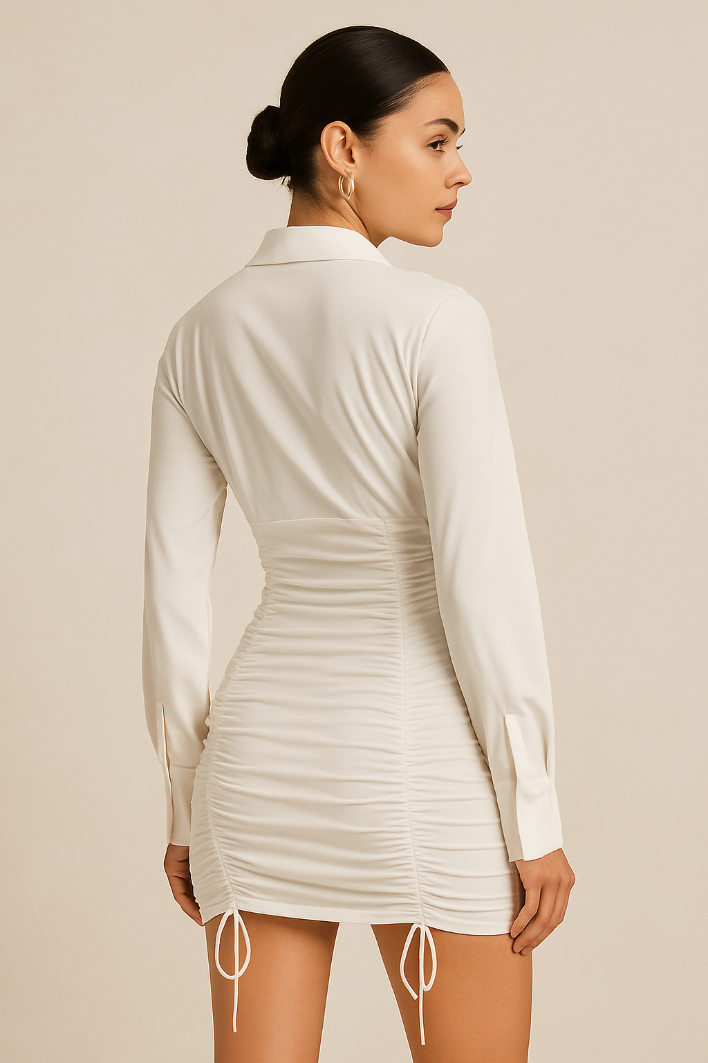 BAY GIRL LUXE WHITE SHIRT DRESS