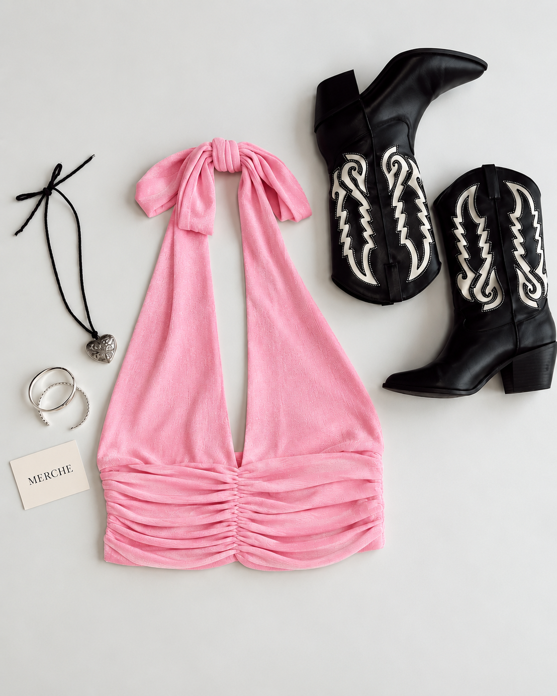 BEACH FEELS PINK HALTERNECK TOP