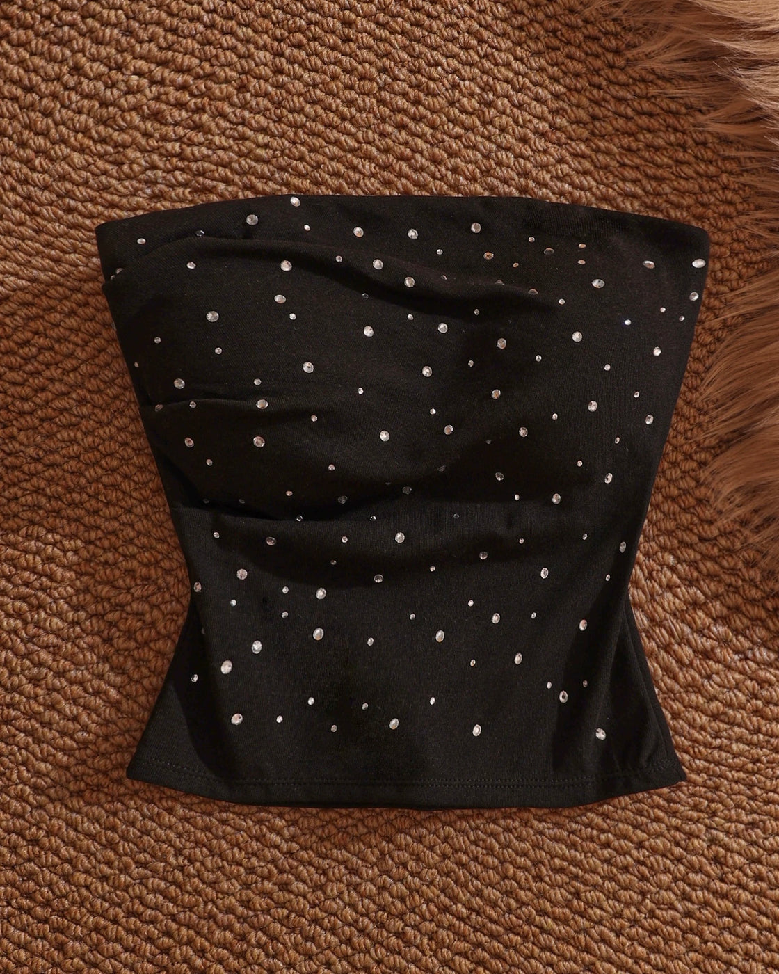 THE PLAYER RHINESTONES PADDED BANDEAU TOP