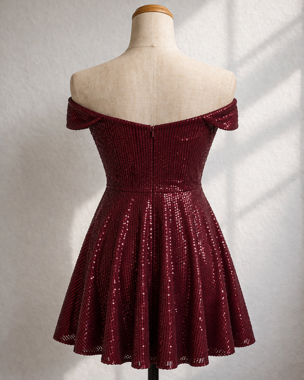FOOLS IN LOVE SEQUIN EMBELLISHED BARDOT DRESS