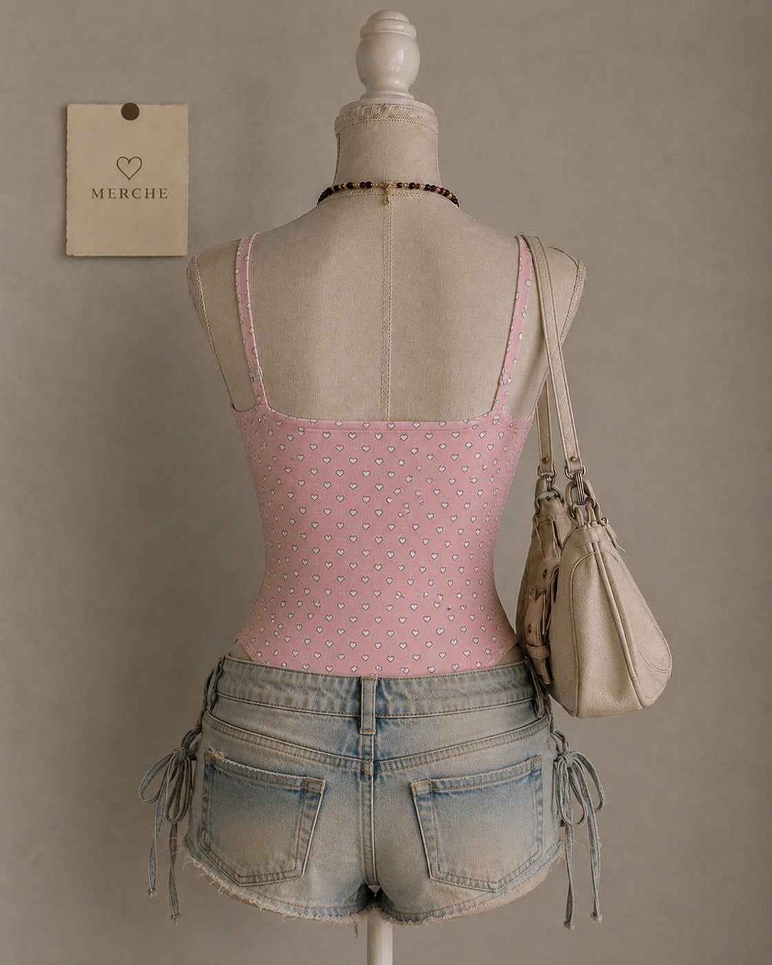 LOVERGIRL ERA HEART PRINTED SOFT PINK BODYSUIT