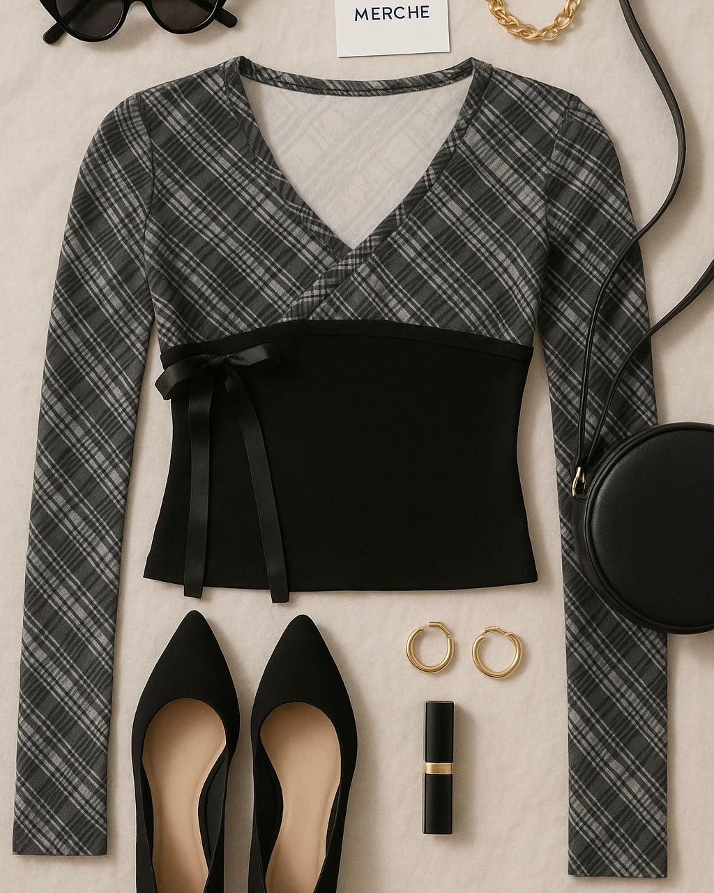 DAY WITH ME PLAID TOP