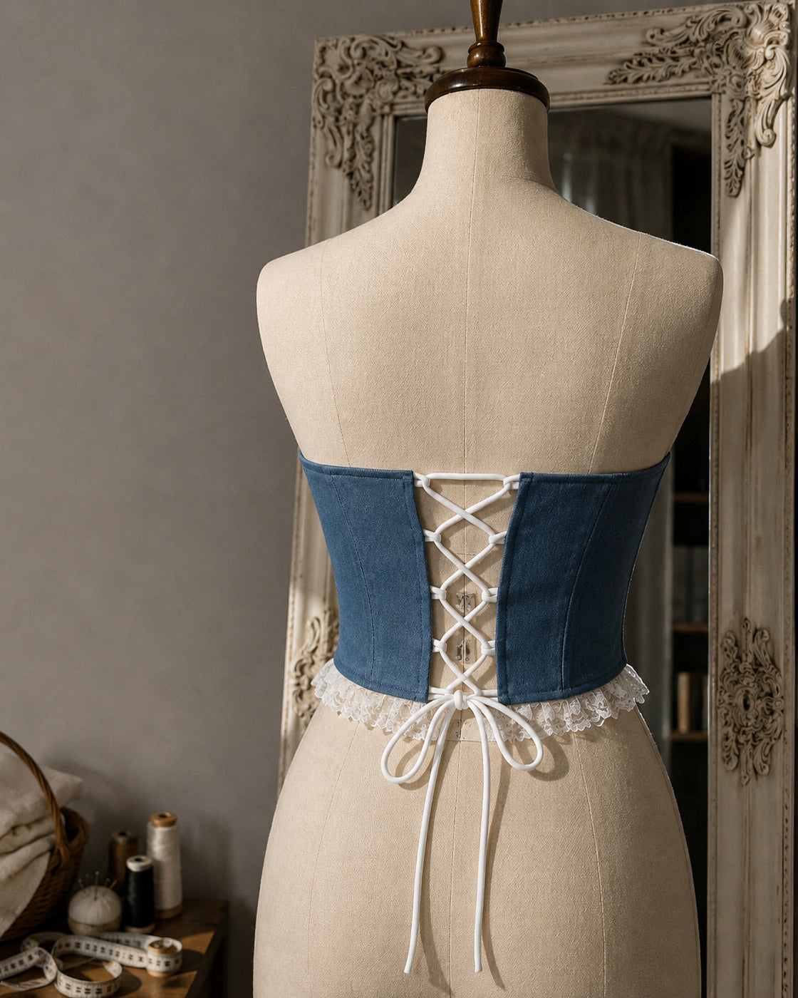 DENIM DONE RIGHT LACE-UP CORSET