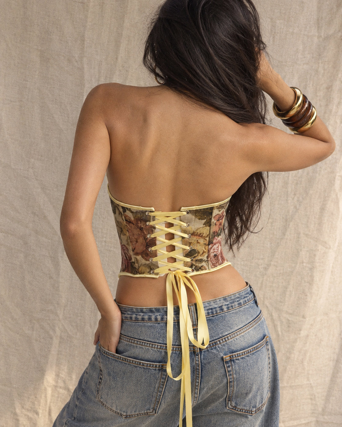 BARELY BEHAVING CURVED HEMLINE JACQUARD CORSET