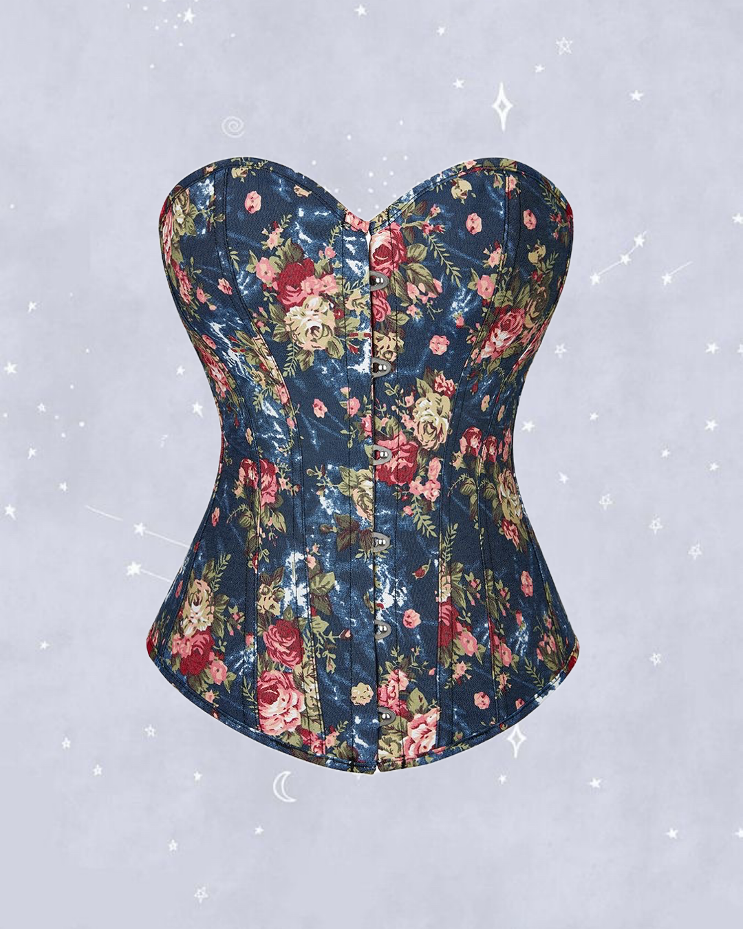 GIRLS WEEKEND DENIM FLORAL CORSET