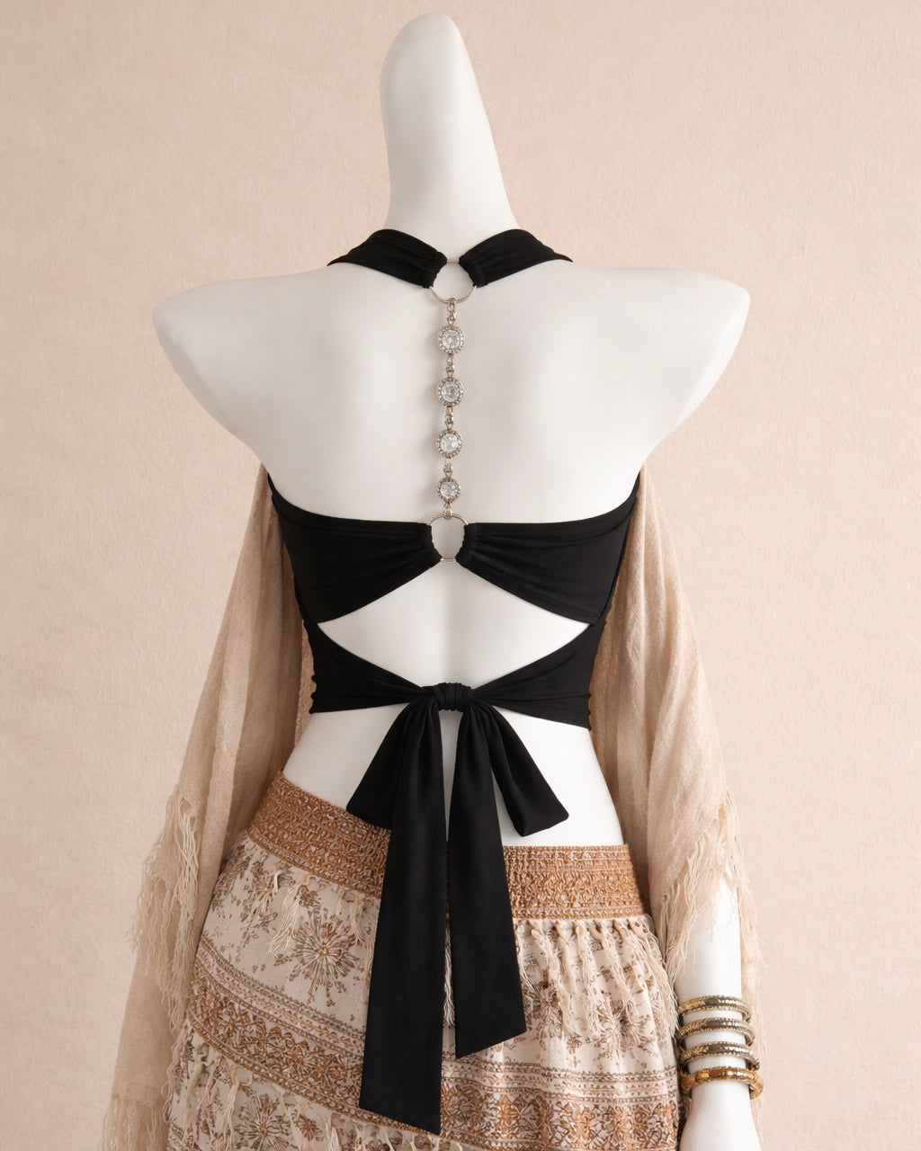 BACKTALK BABE PADDED DIAMOND DETAIL LUXE TOP