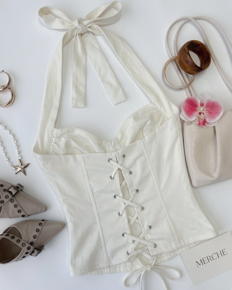 TO MY LOVER, IVORY HALTERNECK CORSET
