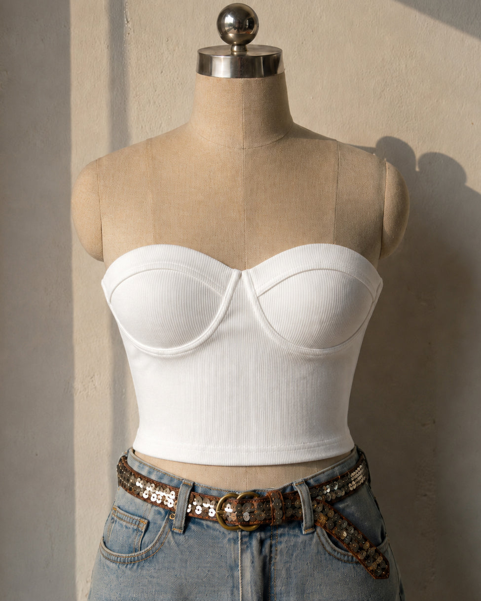 BITE ME THEN PADDED WHITE BANDEAU TOP