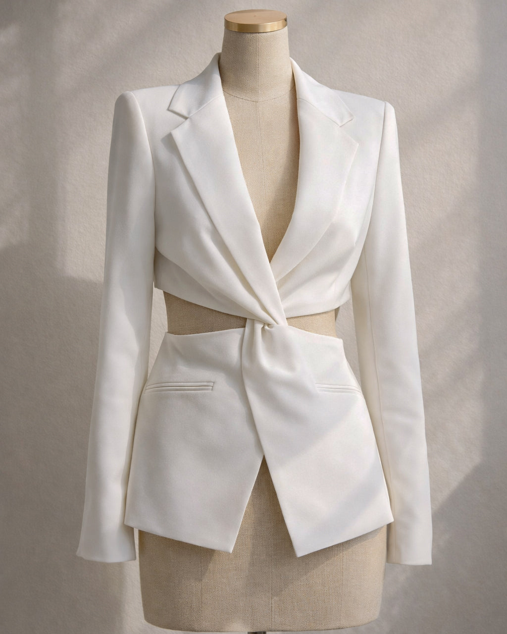 FOR THE LOVE TWISTED WHITE CUT-OUT BLAZER
