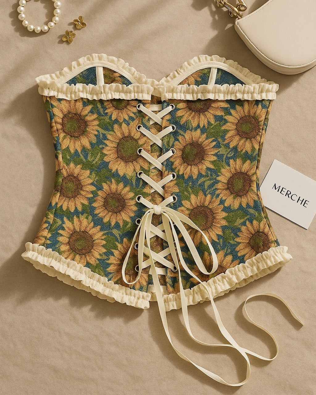 ROMANCE NOVEL SUNFLOWER BLOOM JACQUARD CORSET