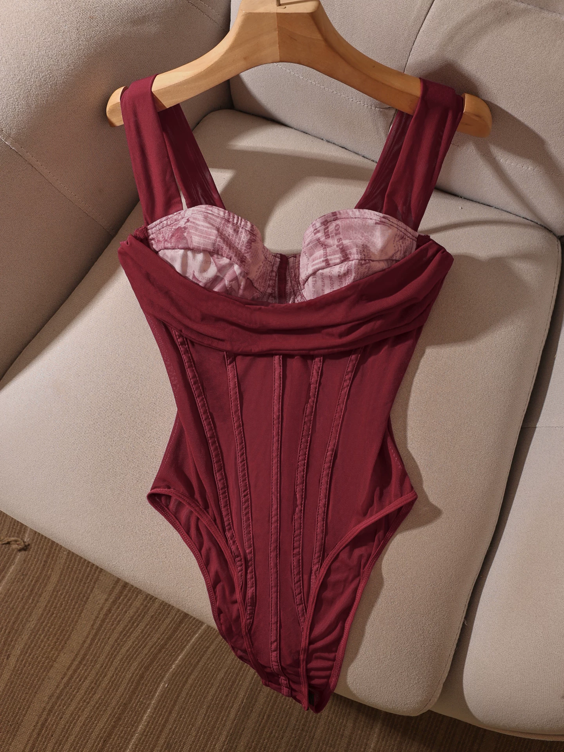 WILD CARD RED DRAPED BODYSUIT
