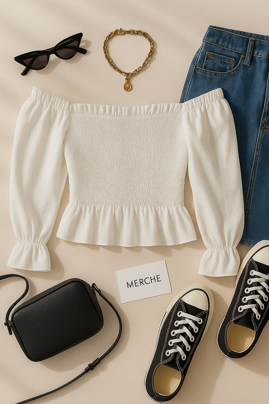 GLOBAL GIRL WHITE SMOCKED TOP