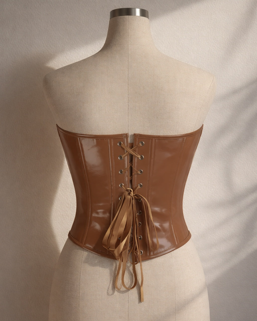 LOVE YOU LATTE FAUX LEATHER BROWN CORSET