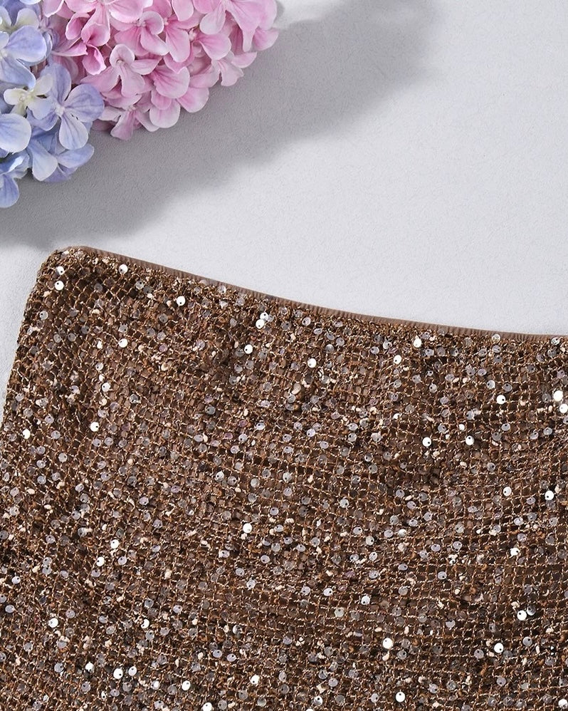 HAUNT ME BABY SEQUIN EMBELLISHED KNITTED ASYMMETRICAL BANDEAU TOP