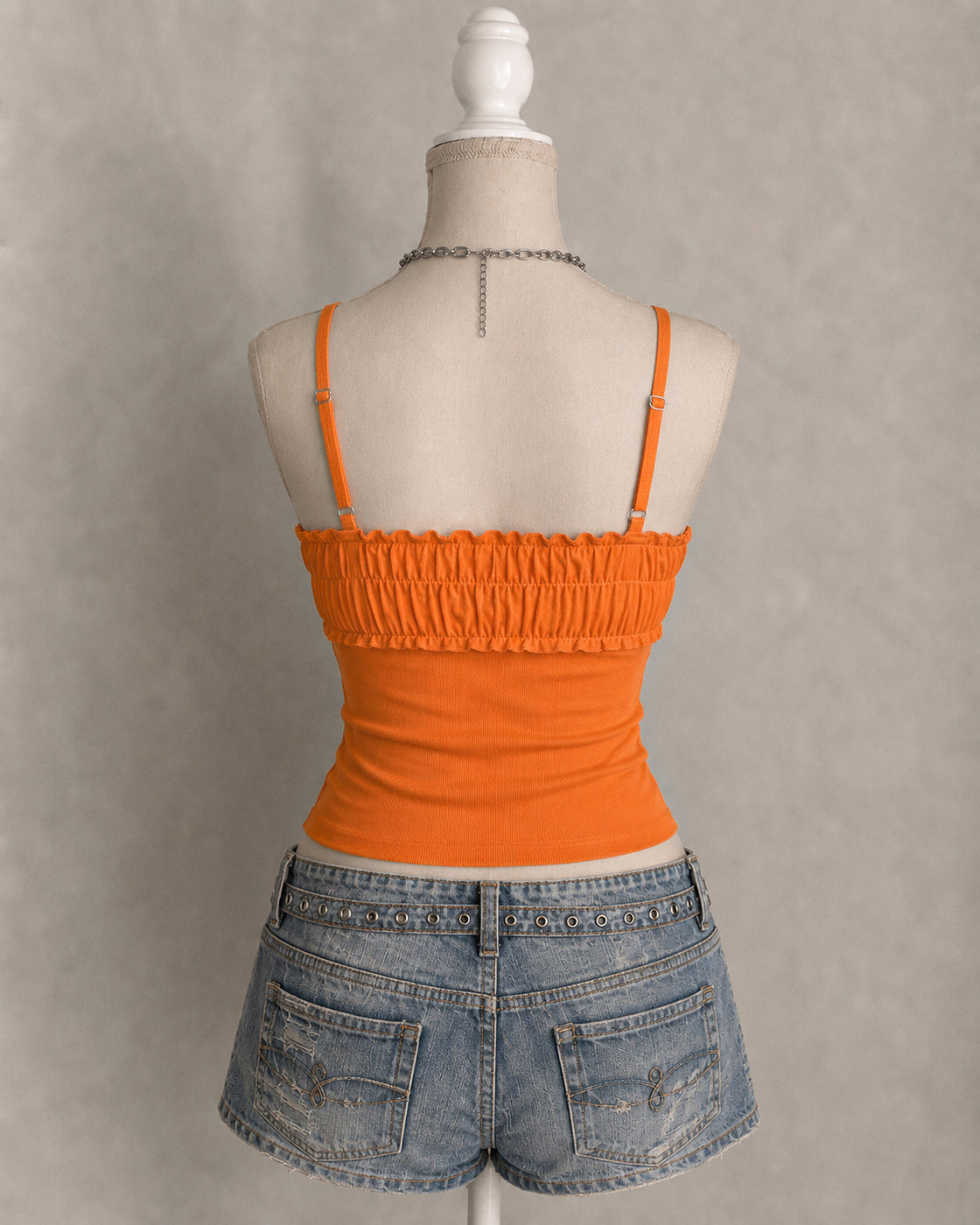TROPICAL WARNING BEADED TANGERINE CAMI TOP