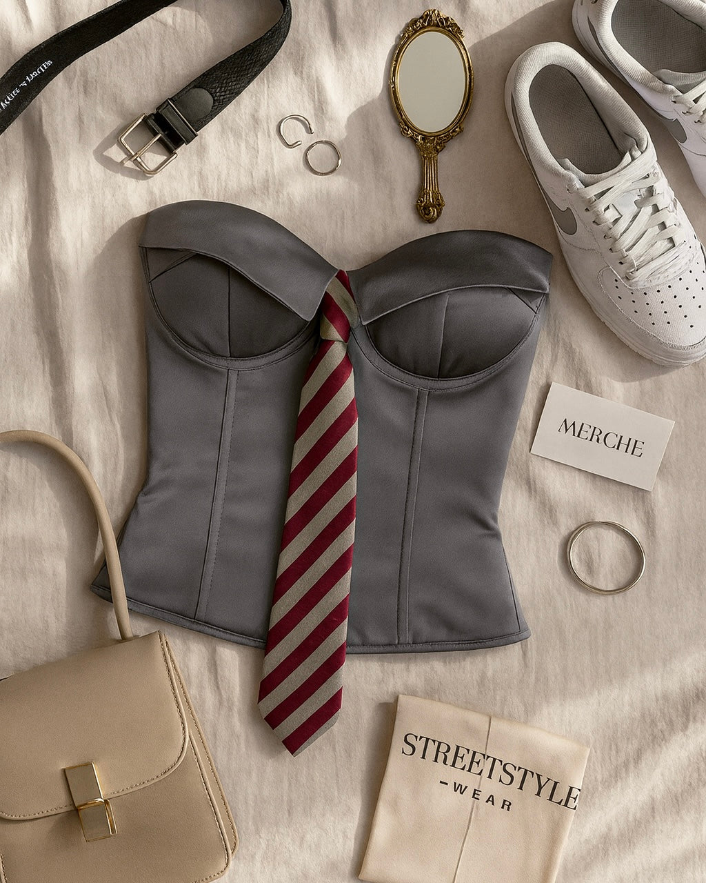 BOARDROOM BADDIE LUXE GREY CORSET