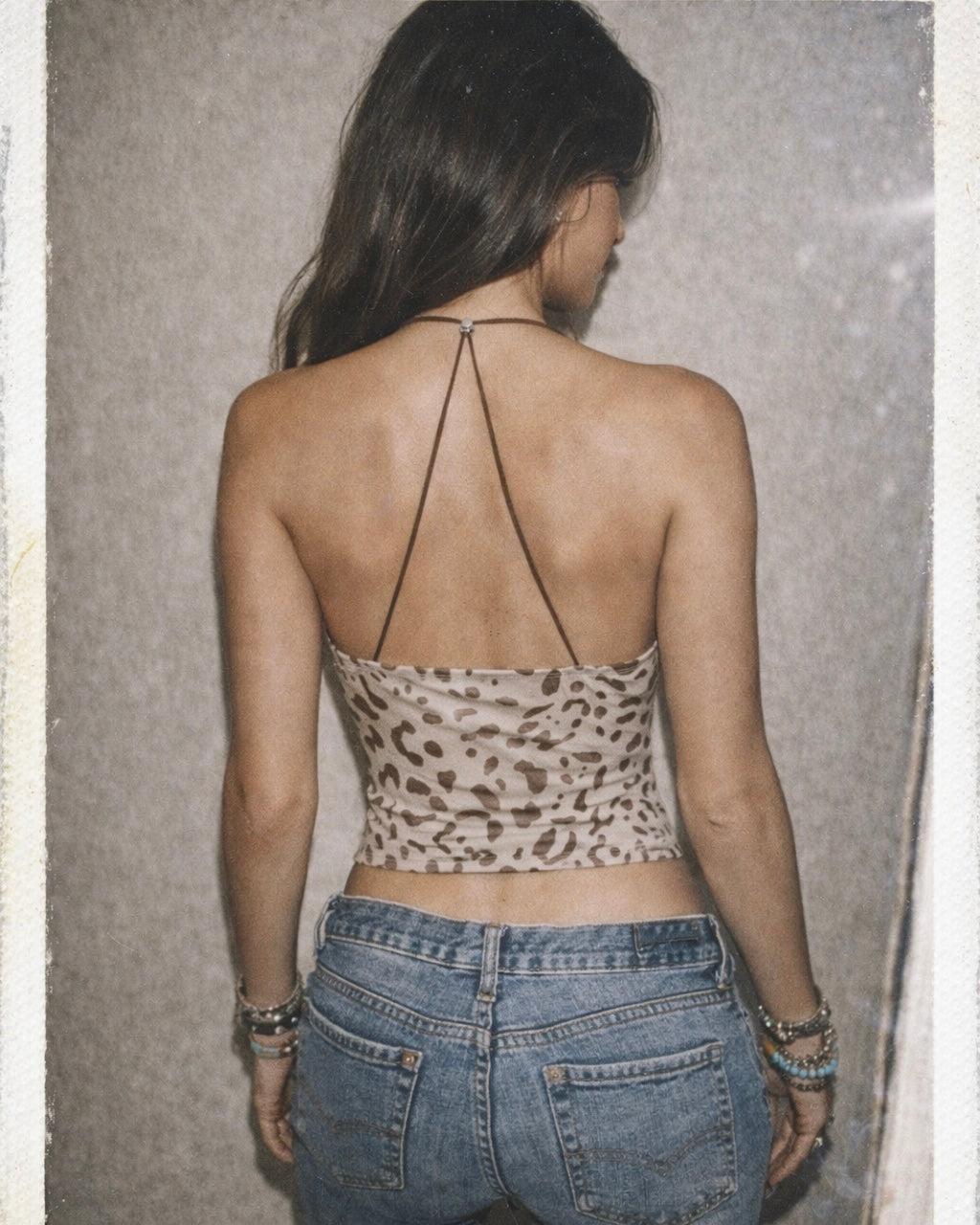 DAMN GIRL PRINTED CROSSBACK HALTERNECK TOP