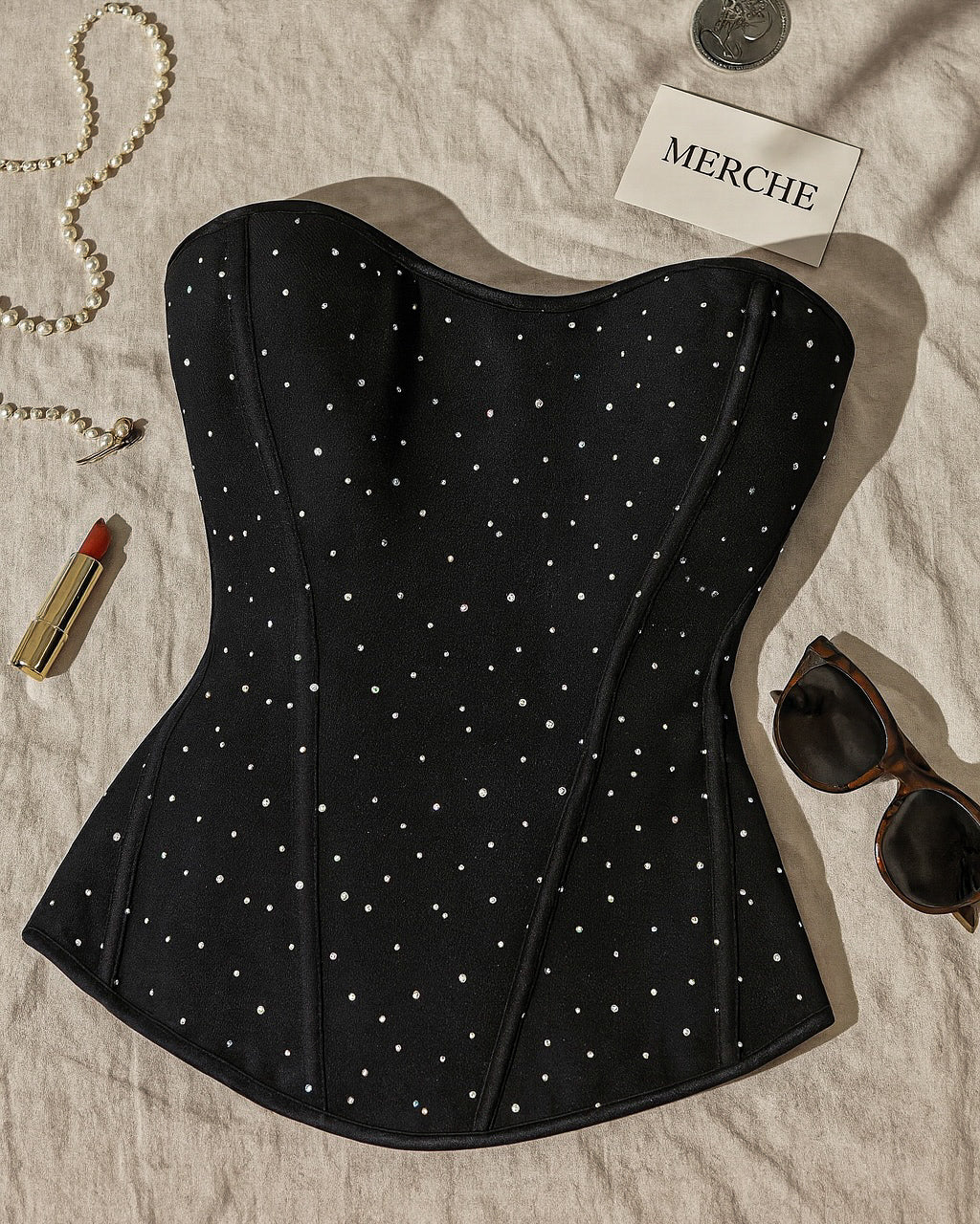 LOCATION MIAMI RHINESTONE EMBELLISHED LUXE CORSET