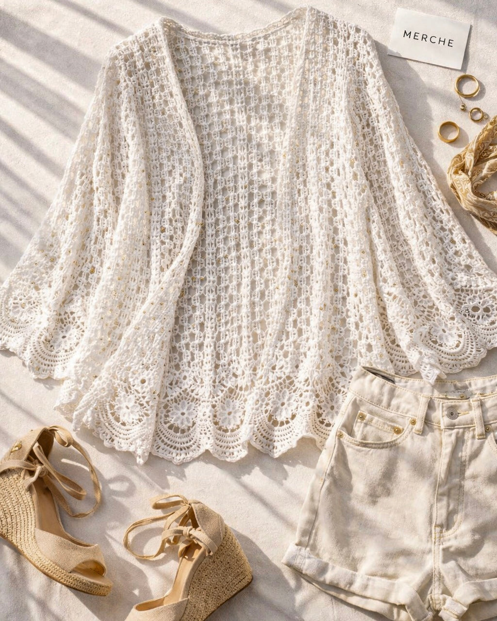 LEGACY GIRL LUXE KNITTED WHITE BOHO SHRUG