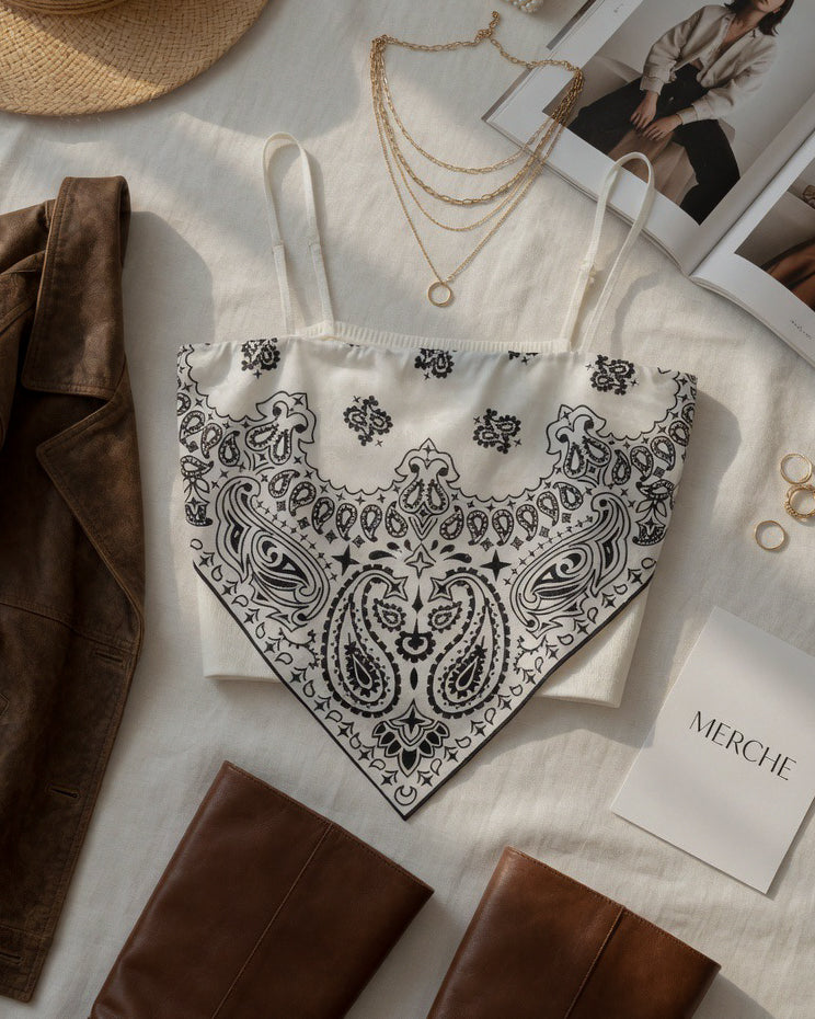 ISLAND BEING BOHO PRINT BANDANA CAMI TOP