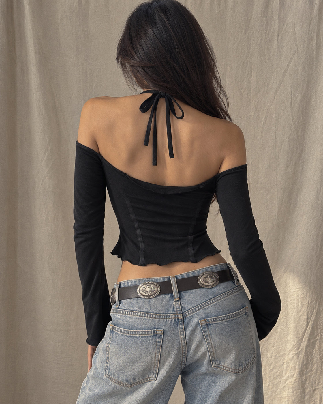 BIG FLEX BABY TIE-UP DETAIL BLACK TOP