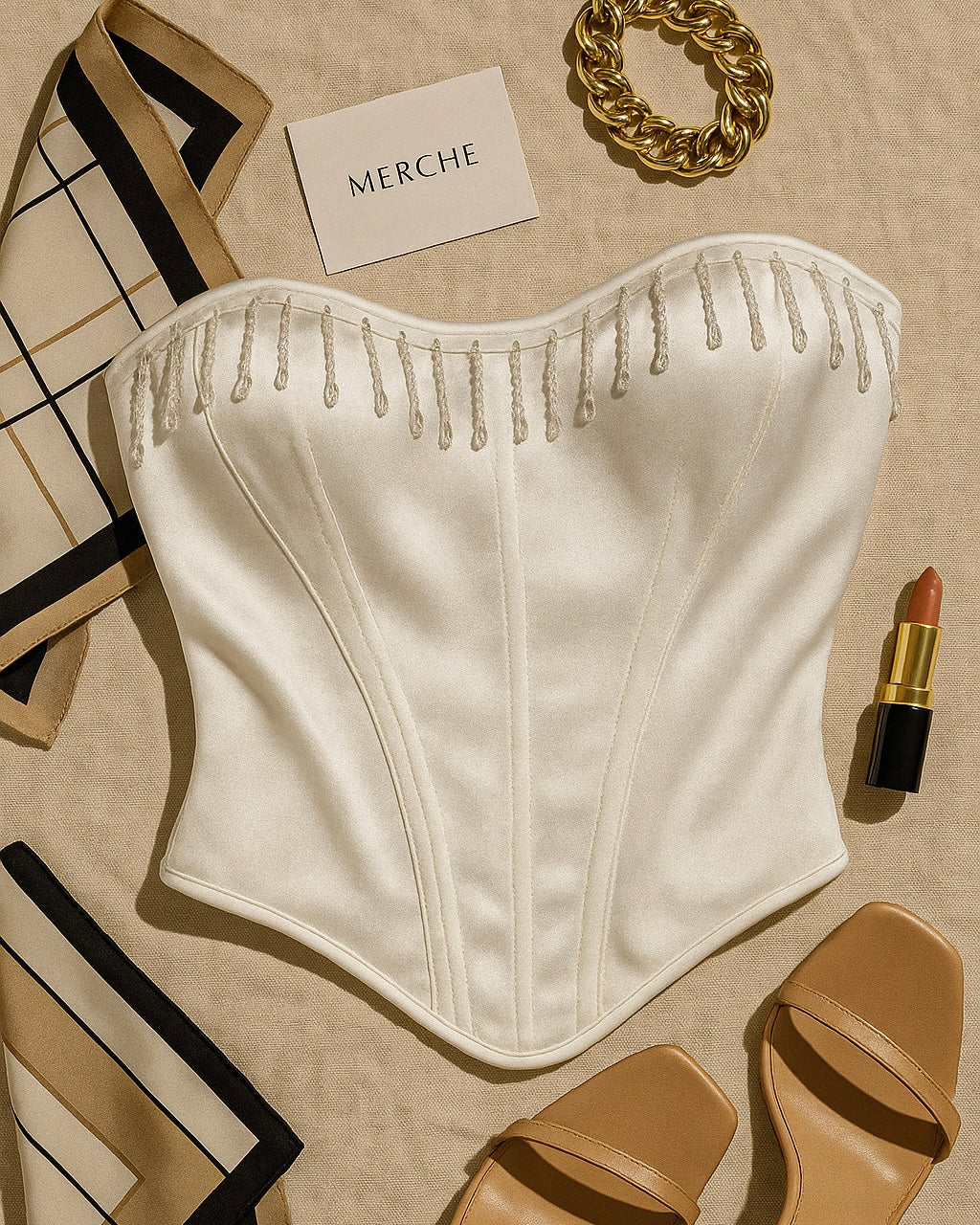 ASSIGNMENT SAID SLAY EMBELLISHED WHITE CORSET