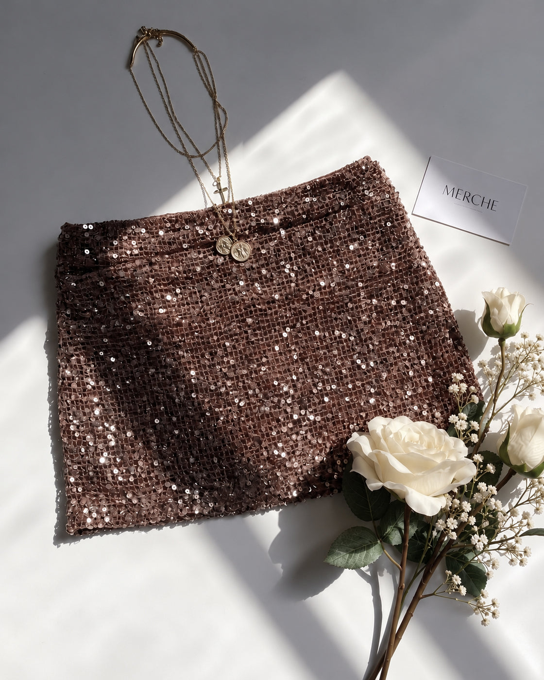 MAIN STAGE PASSES SHIMMER EMBELLISHED KNITTED SKIRT