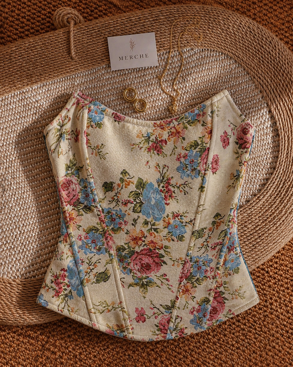 JUST BECAUSE FLORAL JACQUARD CORSET