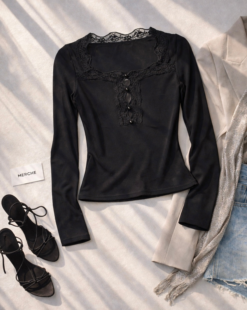 SOUL SISTER LACE DETAIL BLACK TOP