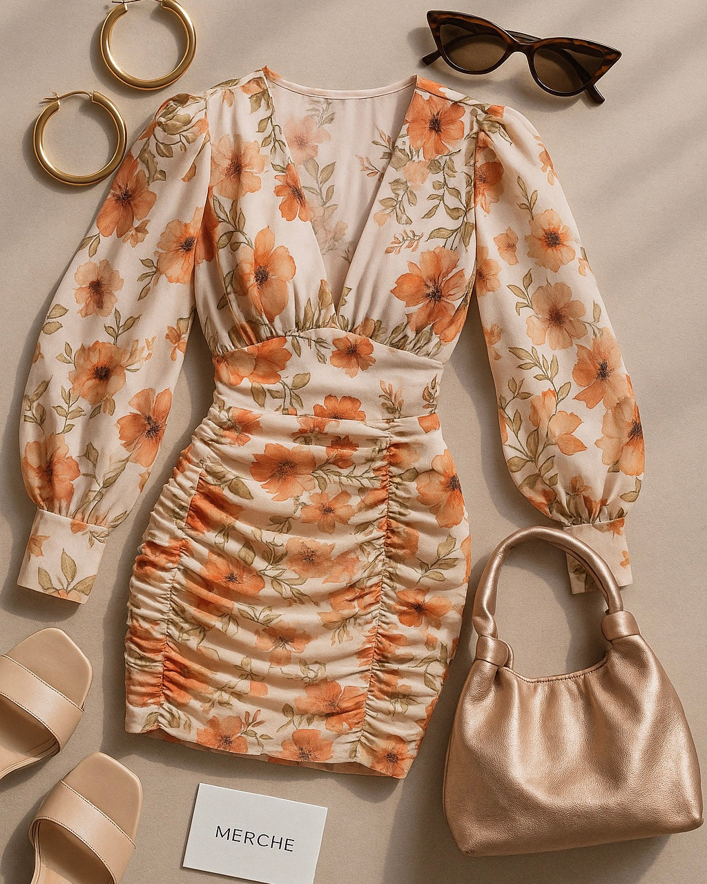 A LOVE LETTER FLORAL RUCHED DRESS