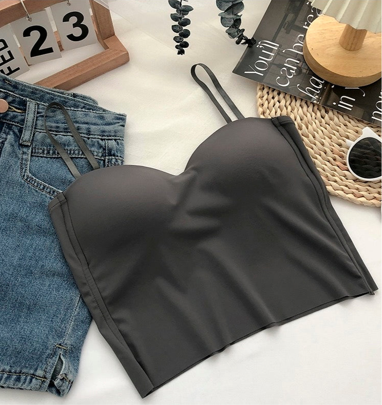 EVERYDAY WEAR PADDED GREY CAMI TOP