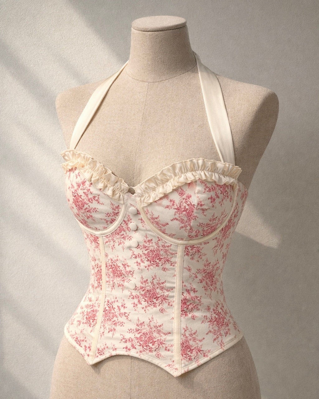 BRIDGETON EFFECT FLORAL HALTERNECK CORSET