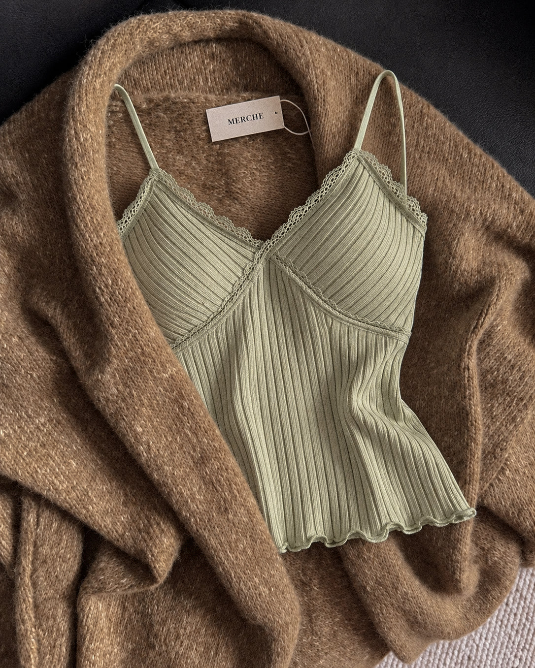 TRUST ISSUES PADDED SAGE GREEN CAMI TOP