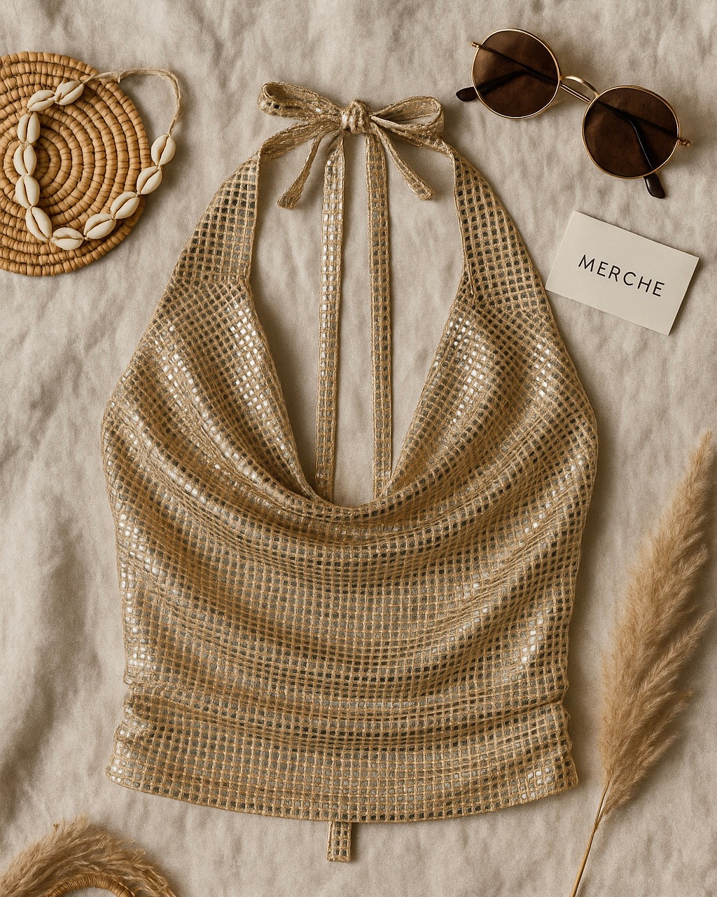 NEVER HAVE I EVER FOILED HALTERNECK TOP